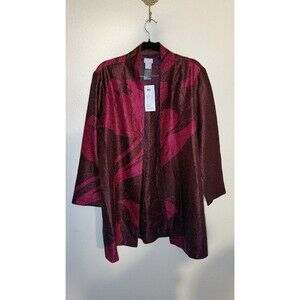 NEW $169 Chicos Travelers Womens Medium Reversible Crushed Jacket Deep Chianti